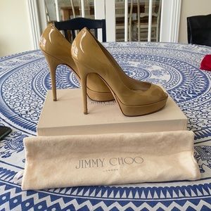 Authentic Jimmy Choo Nude peep toe pumps size 38
